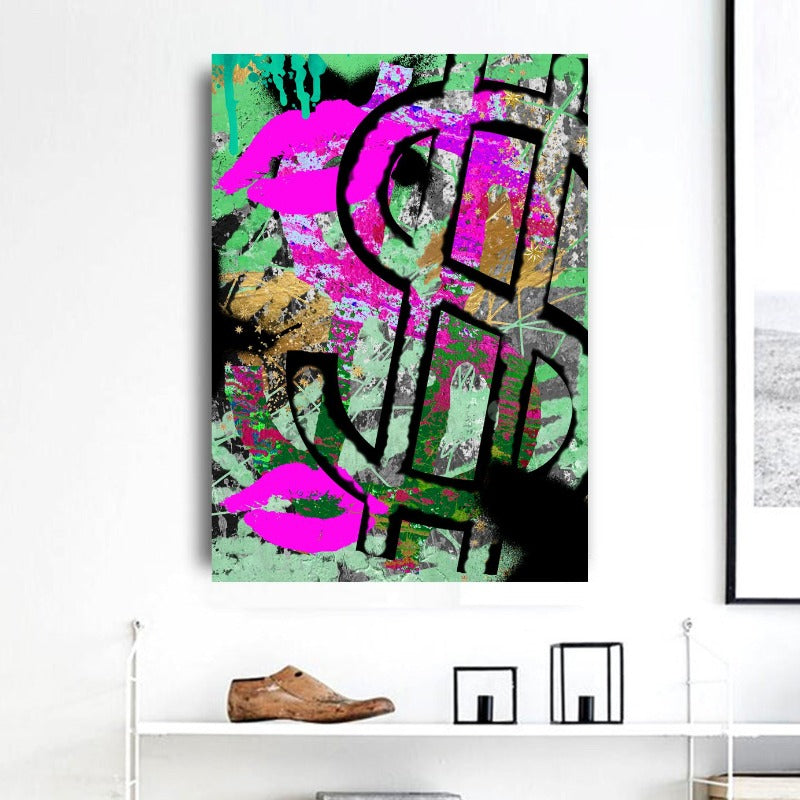 Pink Money Bag with a Dollar Symbol Posters, Art Prints by - Interior Wall  Decor #1242334
