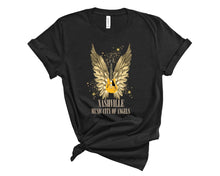 nashville city of angels guitar gold angel wings short sleeve shirt